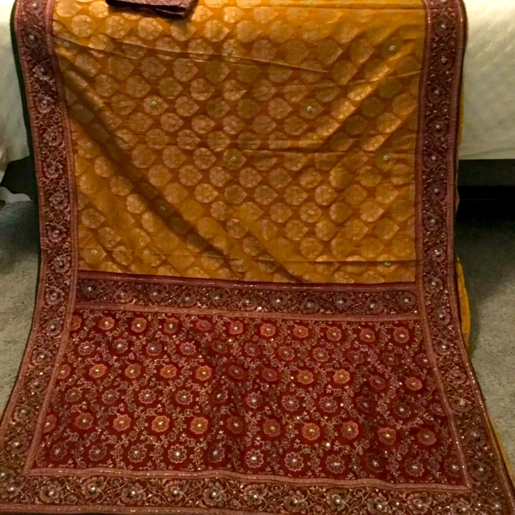 Gorgeous Silk Meenakari Zardozi Floral Bridal Saree With Stitched Blouse